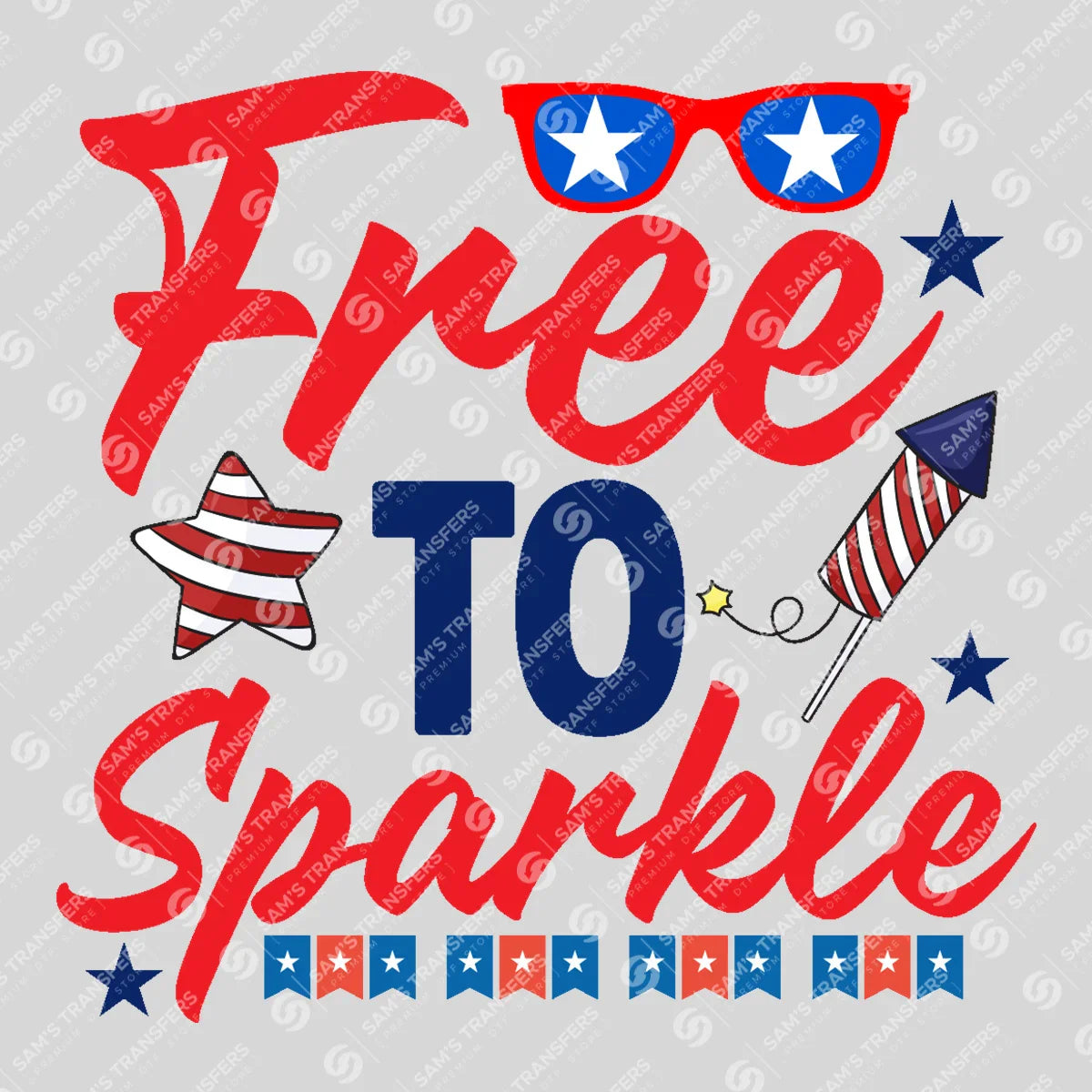 Apparel featuring a Free to Sparkle-themed DTF transfer.