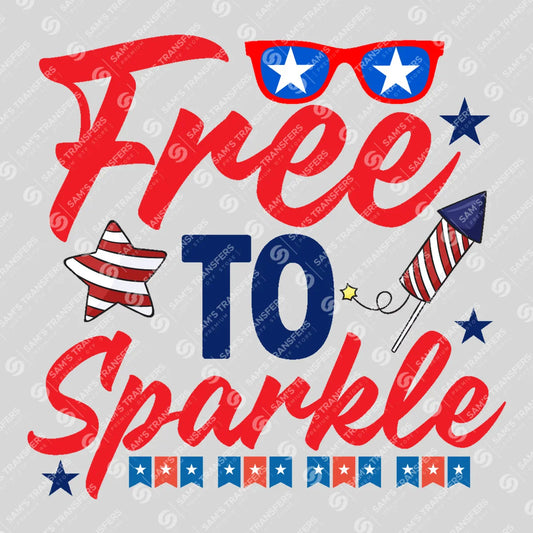 Apparel featuring a Free to Sparkle-themed DTF transfer.