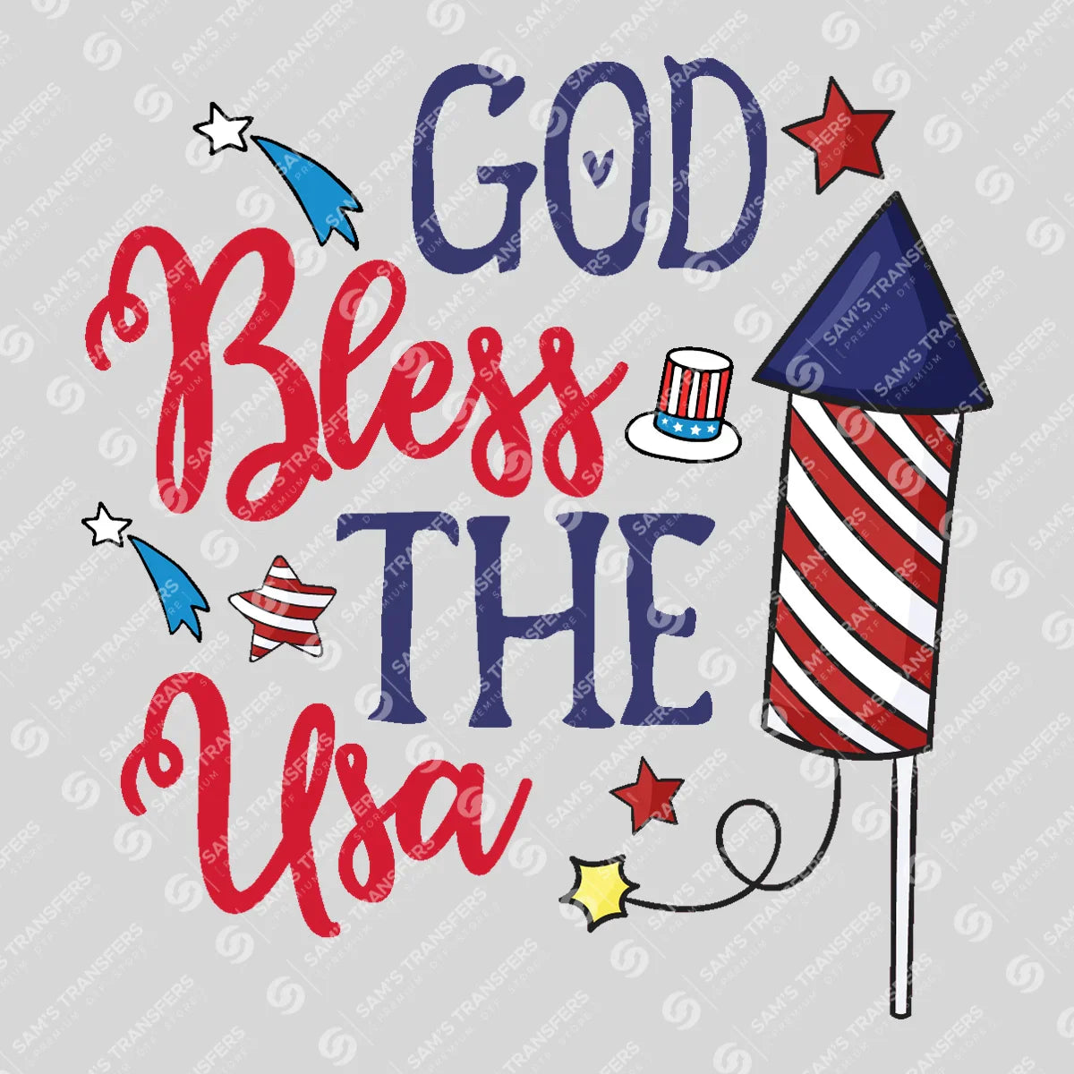 Apparel featuring a God Bless the USA-themed DTF transfer.