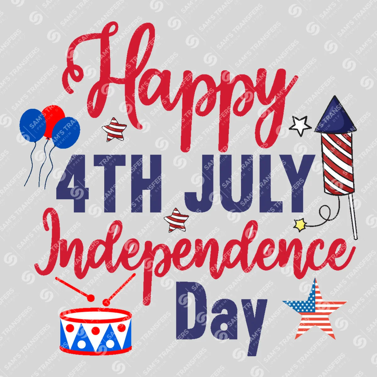 Apparel featuring a Happy 4th of July Independence Day-themed DTF transfer.