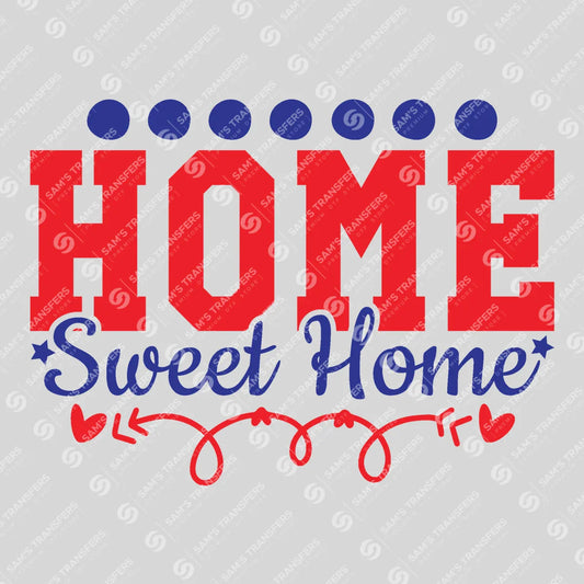 Apparel featuring a Home Sweet Home Hearts-themed DTF transfer.