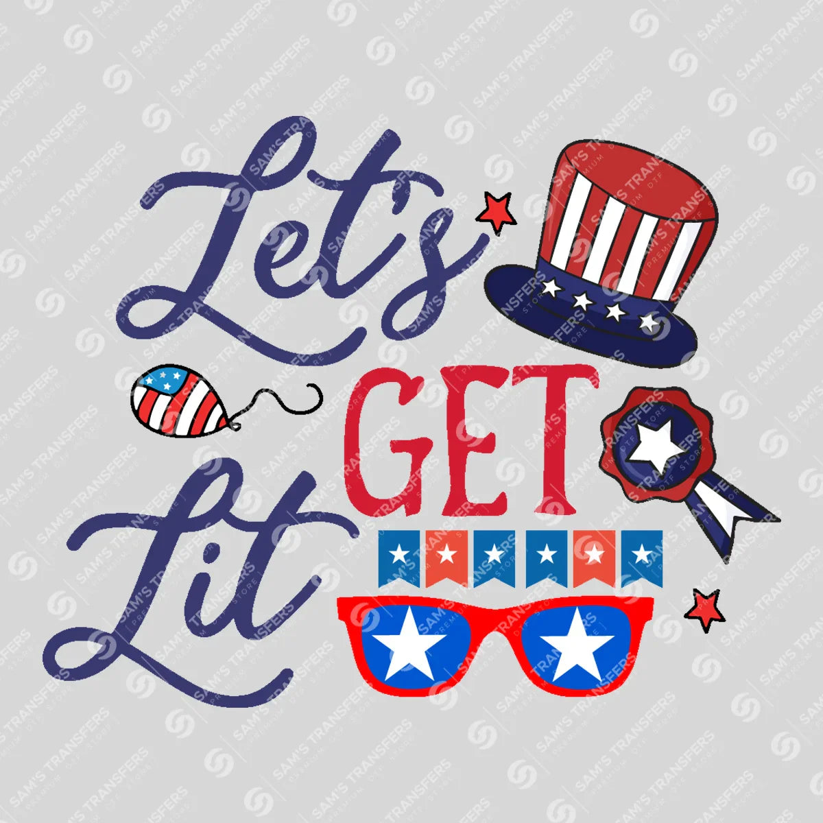 Apparel featuring a Let's Get Lit-themed DTF transfer.