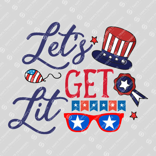 Apparel featuring a Let's Get Lit-themed DTF transfer.