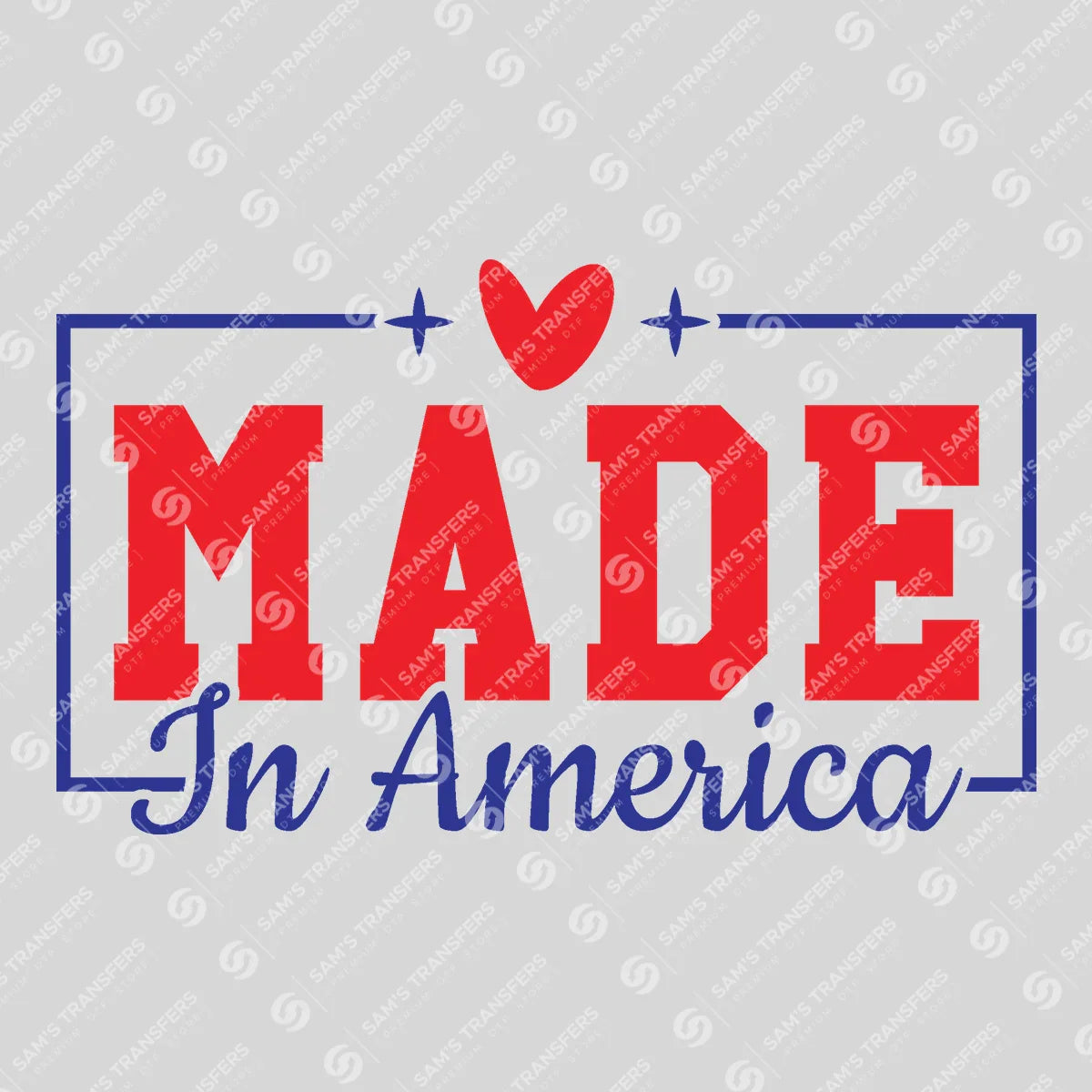 Apparel featuring a Made in America-themed DTF transfer.