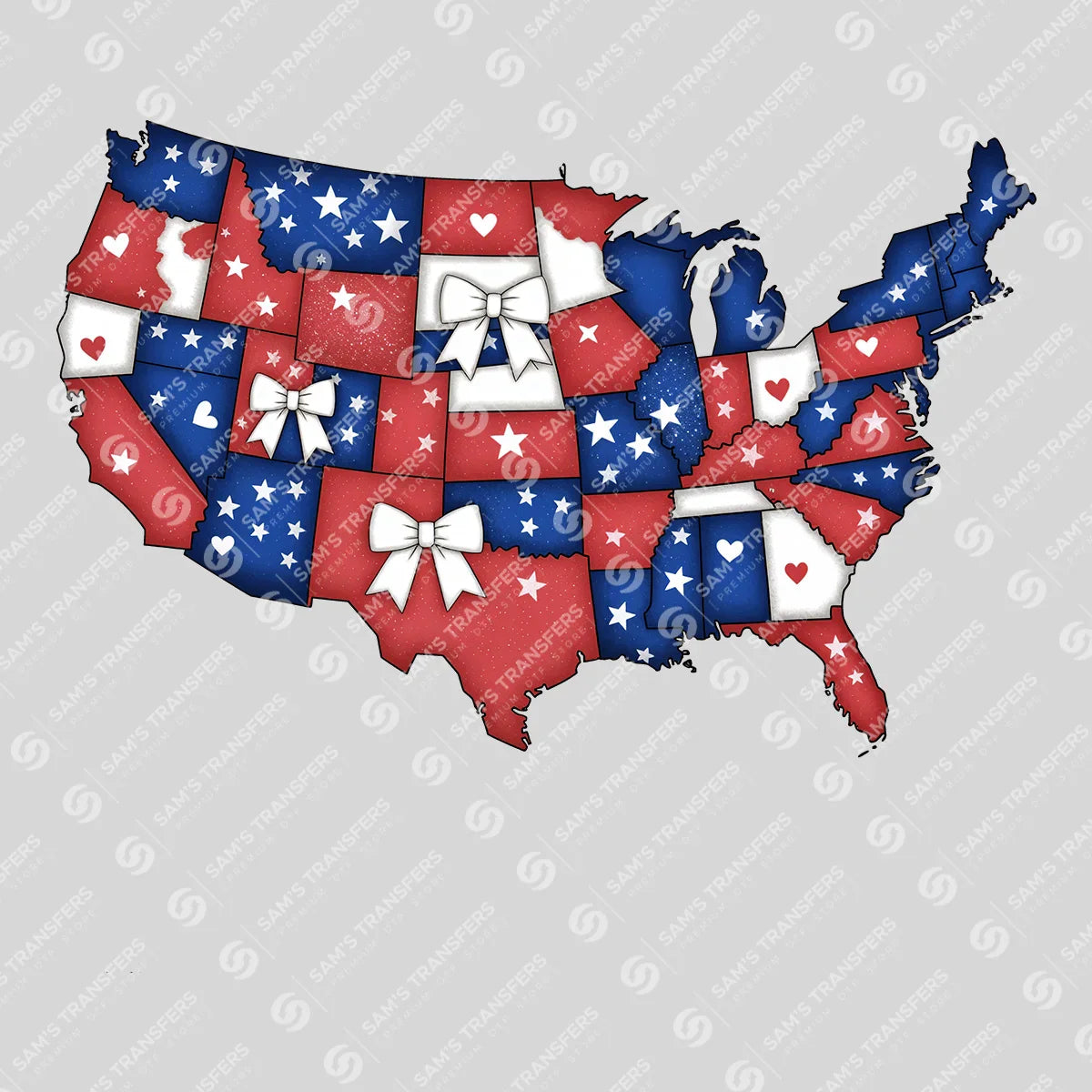 Apparel featuring a USA Map Patriotic-themed DTF transfer.