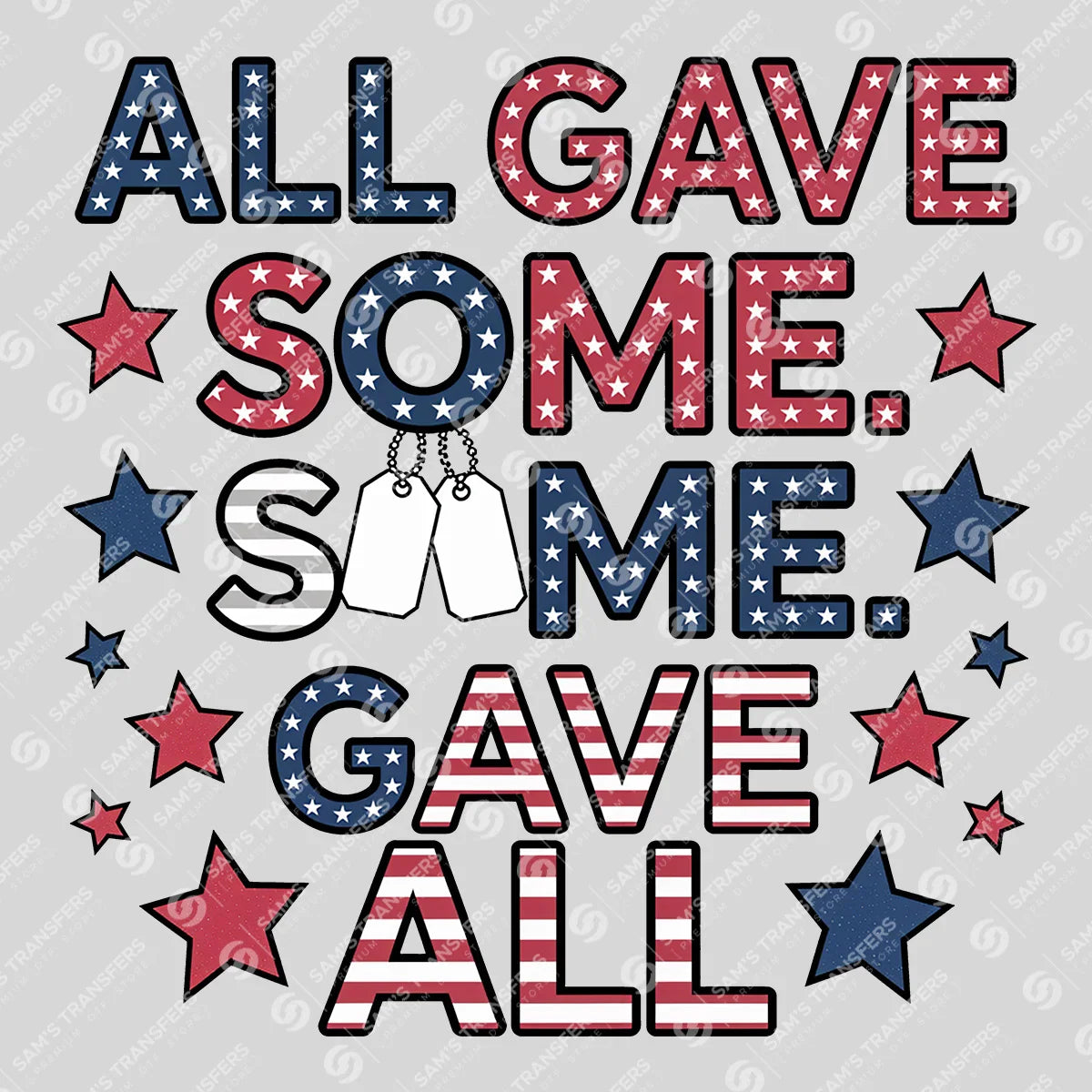 Apparel featuring a All Gave Some Some Gave All Stars-themed DTF transfer.