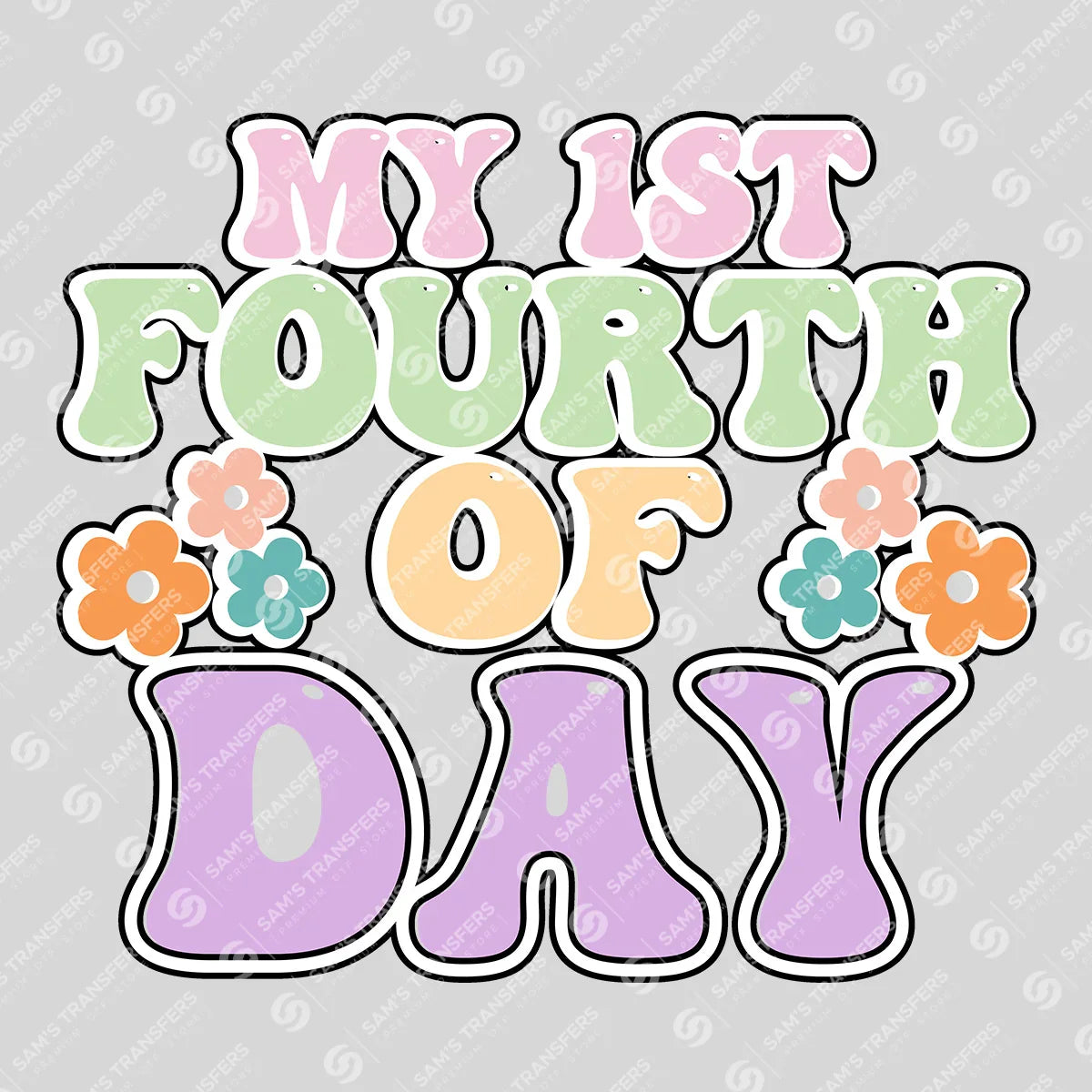 Apparel featuring a My First Fourth of July Pastel-themed DTF transfer.