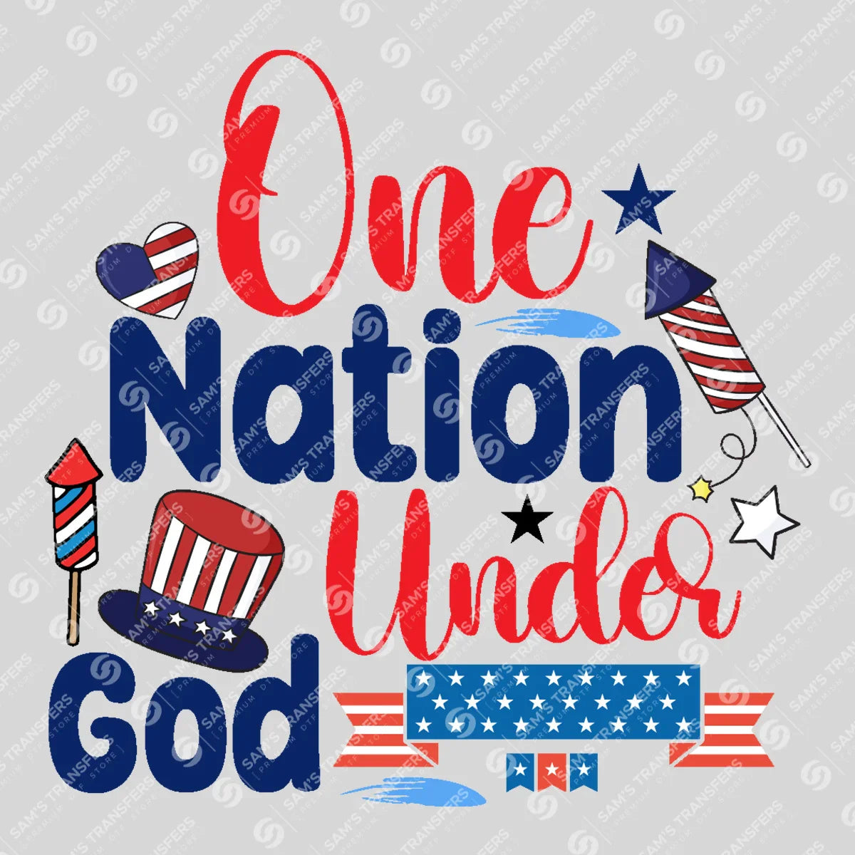 Apparel featuring a One Nation Under God-themed DTF transfer.