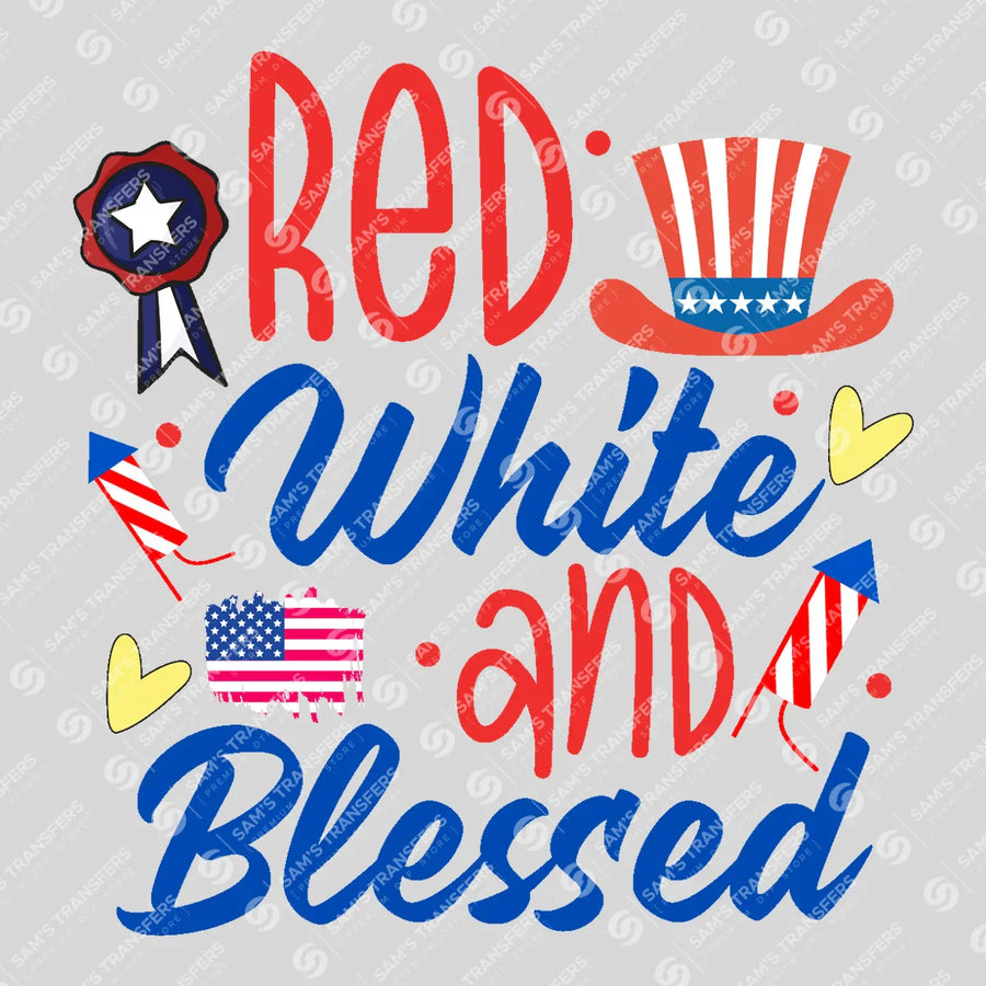 Red White and Blessed Ready-to-Press DTF Transfer | SAT01359