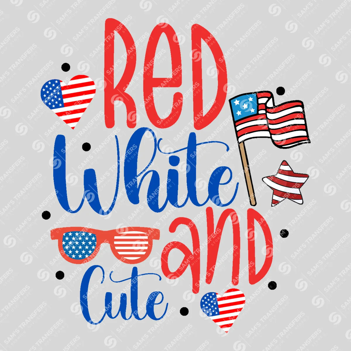 Apparel featuring a Red White and Cute-themed DTF transfer.