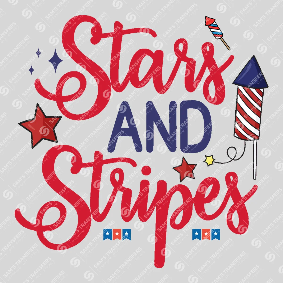 Apparel featuring a Stars and Stripes-themed DTF transfer.
