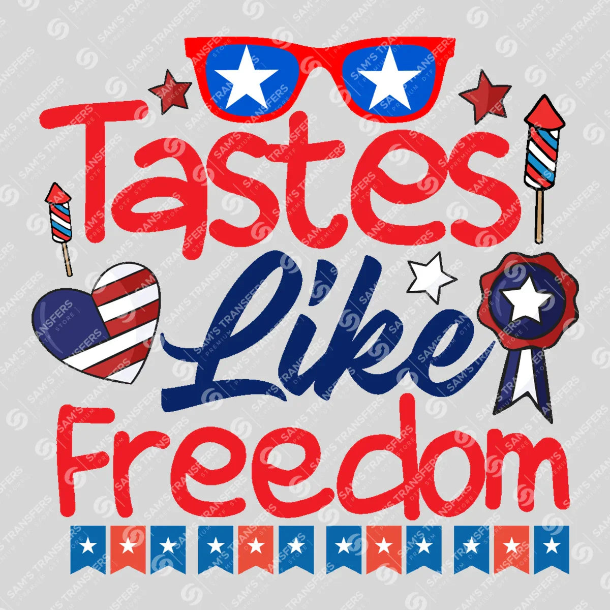 Apparel featuring a Tastes Like Freedom-themed DTF transfer.