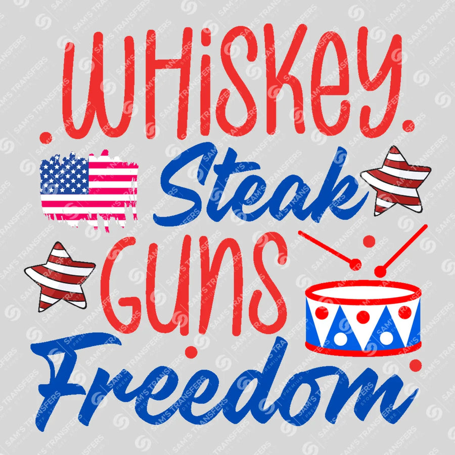 Whiskey Steak Guns Freedom Ready-to-Press DTF Transfer | SAT01398