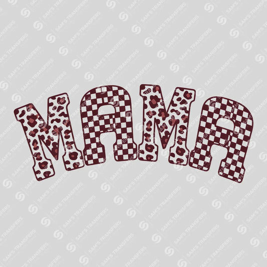 Apparel featuring a Mama Leopard Checkered-themed DTF transfer.