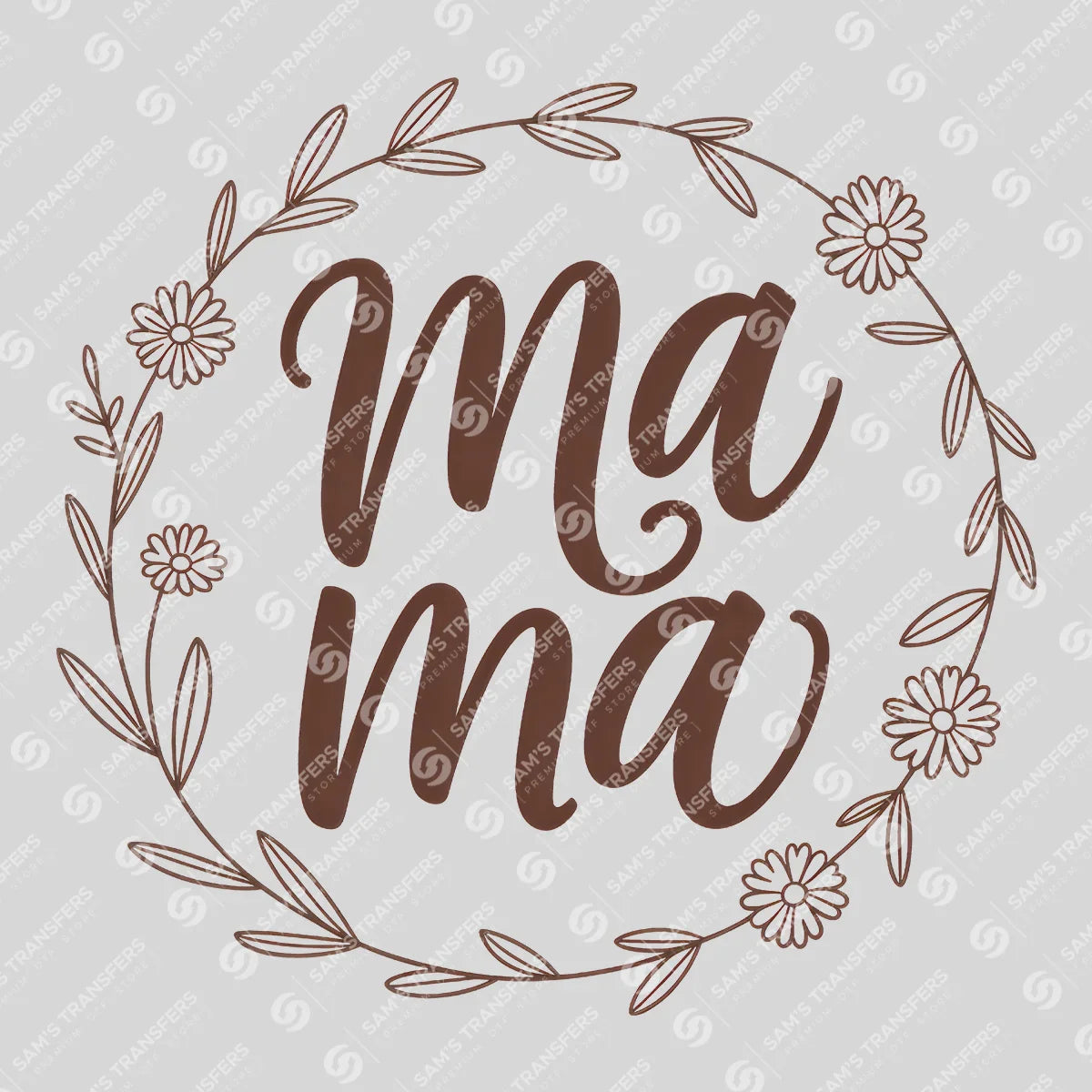 Apparel featuring a Mama Floral Wreath-themed DTF transfer.