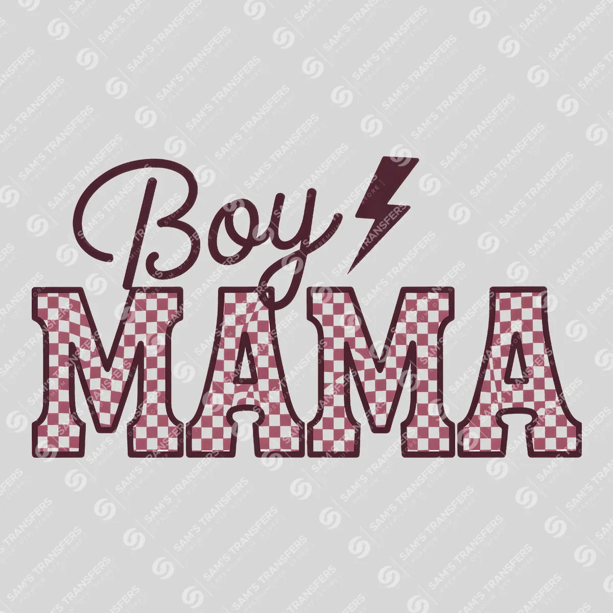 Apparel featuring a Boy Mama-themed DTF transfer.
