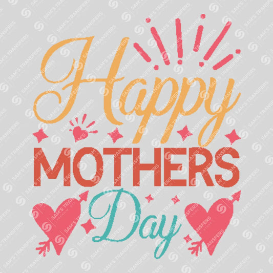 Apparel featuring a Happy Mother's Day-themed DTF transfer.