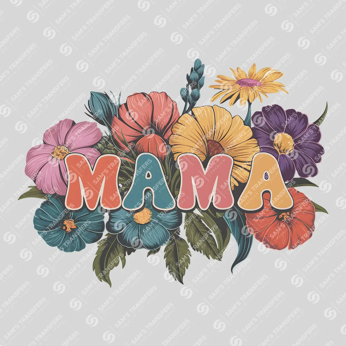 Apparel featuring a Mama Wildflower Bouquet-themed DTF transfer.