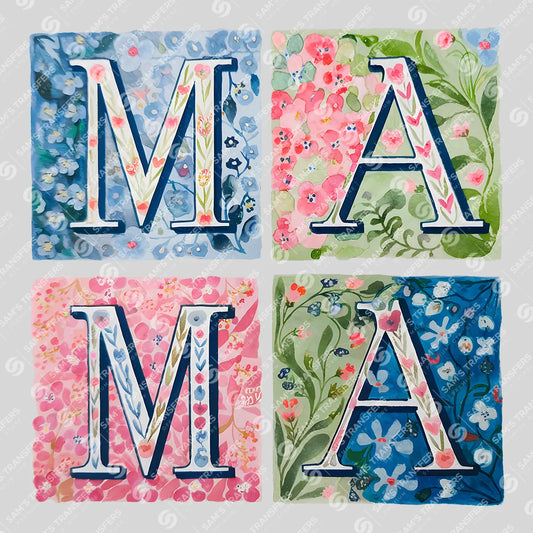 Apparel featuring a Mama Watercolor Bloom-themed DTF transfer.