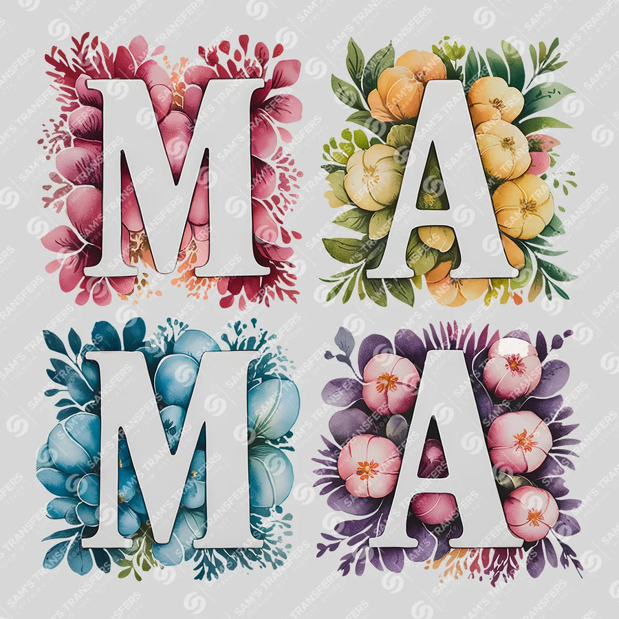 Mama Spring Floral Letters Ready-to-Press DTF Transfer | SAT01482