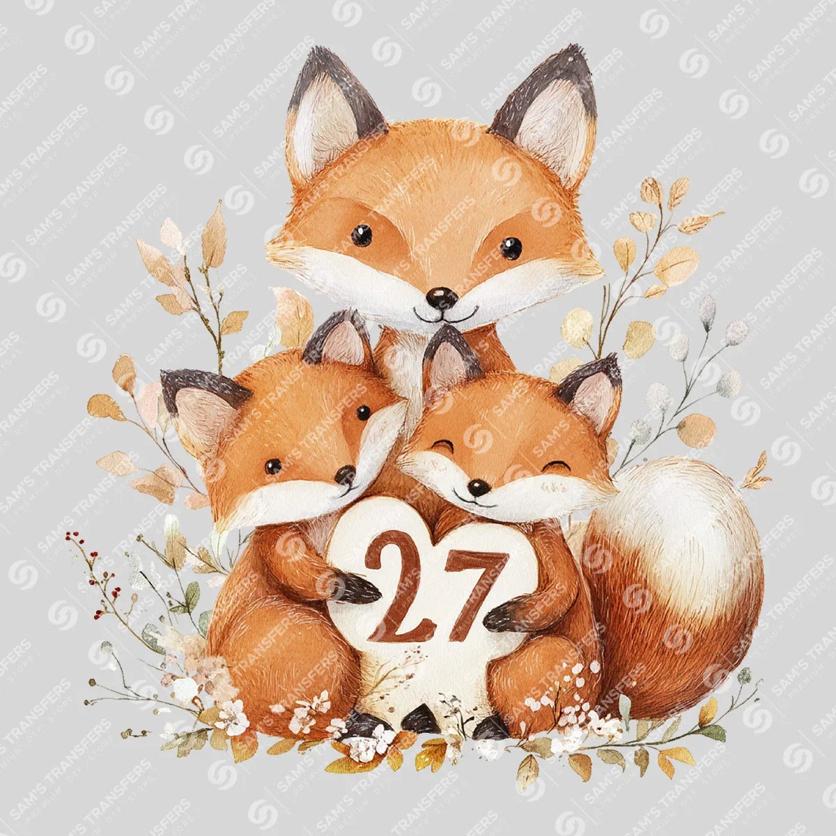 Apparel featuring a Happy 2027 Foxes-themed DTF transfer.