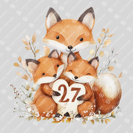 Apparel featuring a Happy 2027 Foxes-themed DTF transfer.
