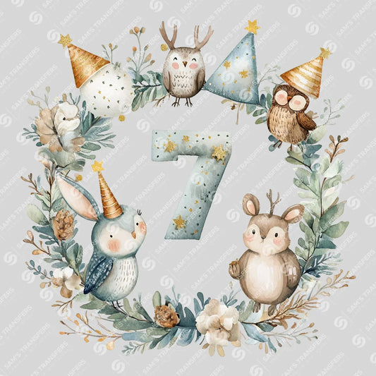 Apparel featuring a Happy 2027 Woodland Wreath-themed DTF transfer.