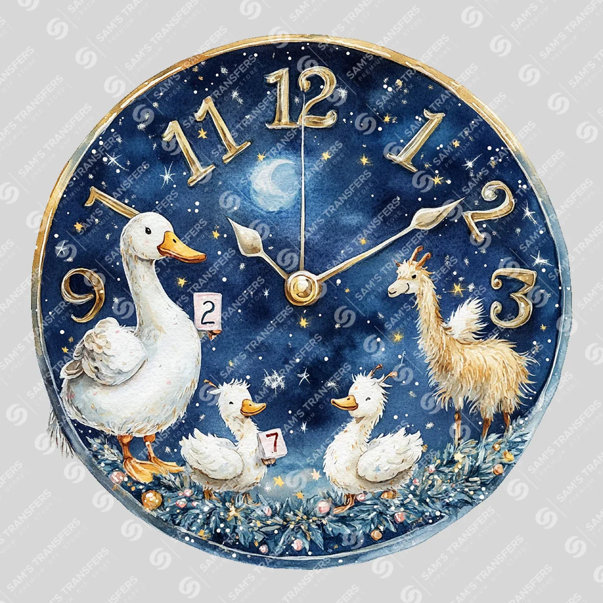 Apparel featuring a Happy 2027 Midnight Clock-themed DTF transfer.