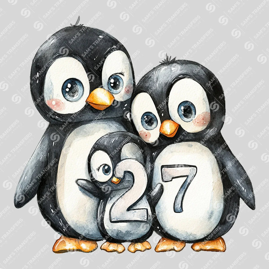 Happy 2027 Penguin Family Ready-to-Press DTF Transfer | SAT01499