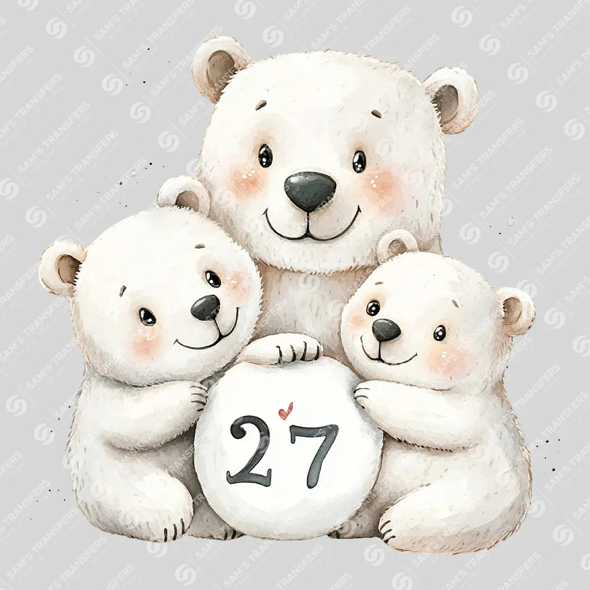 Apparel featuring a Happy 2027 Polar Bears-themed DTF transfer.