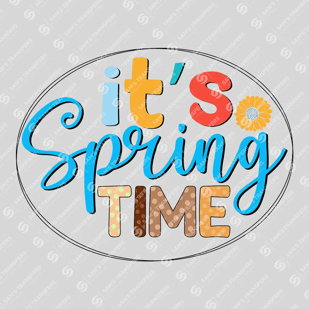Apparel featuring a It's Spring Time Doodle-themed DTF transfer.