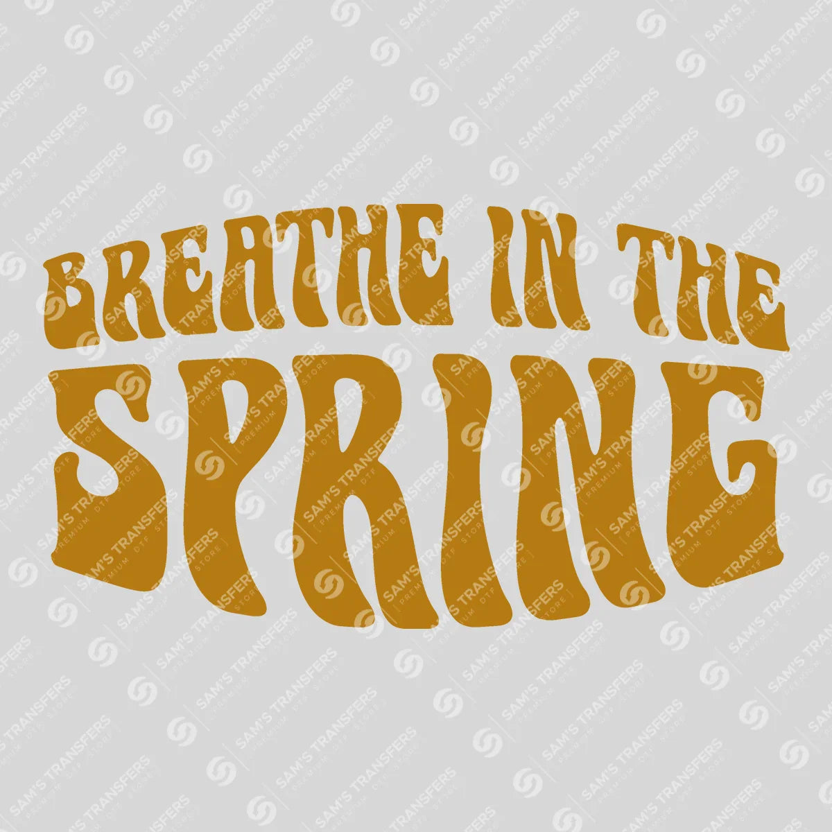 Apparel featuring a Breathe in the Spring-themed DTF transfer.