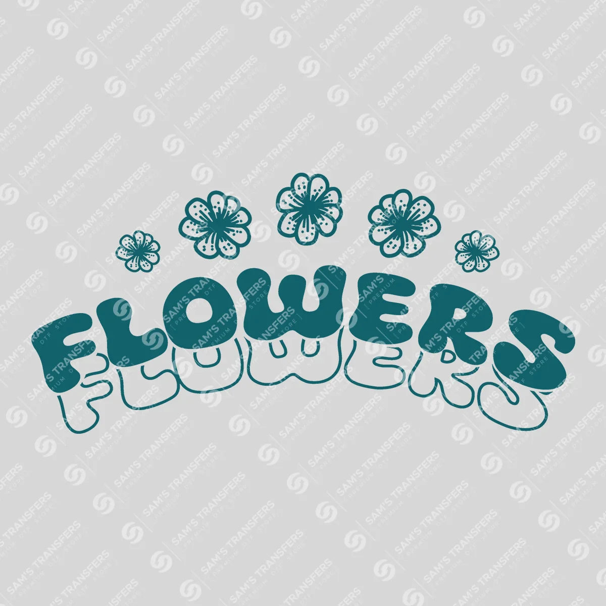 Apparel featuring a Flowers Retro-themed DTF transfer.