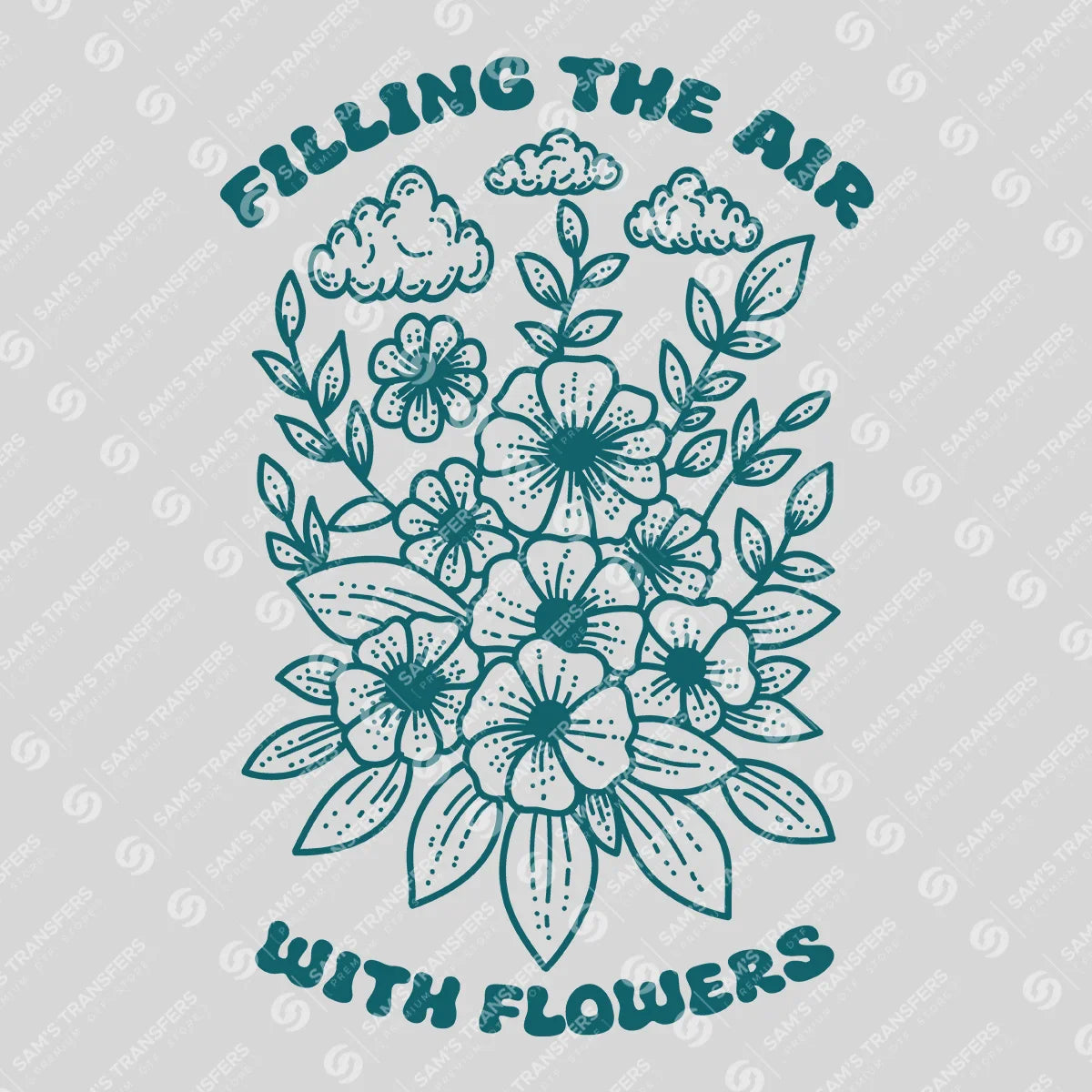 Apparel featuring a Filling the Air with Flowers-themed DTF transfer.