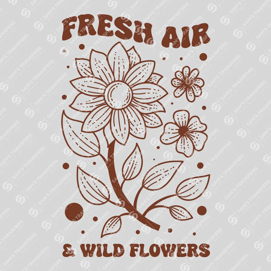Apparel featuring a Fresh Air and Wild Flowers-themed DTF transfer.