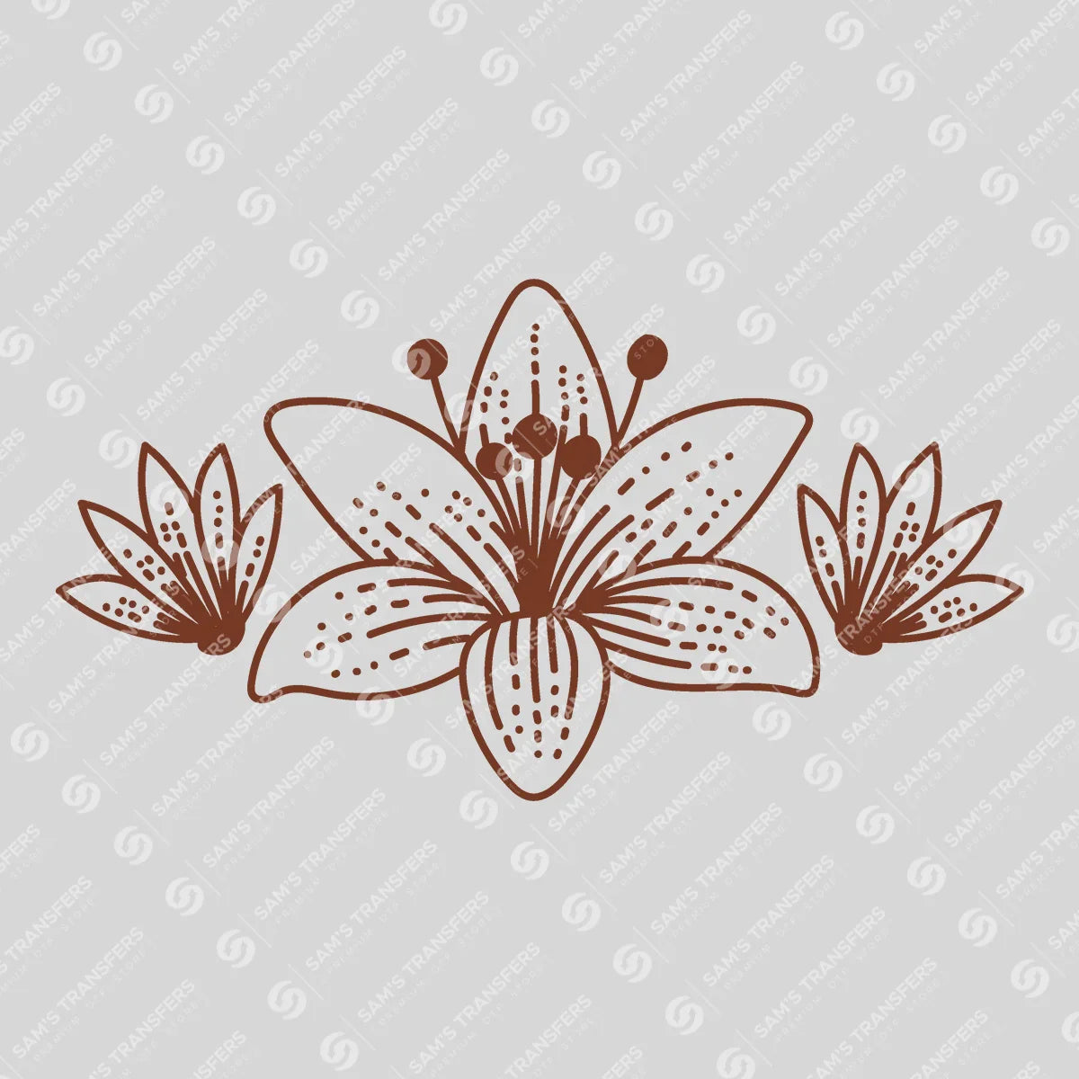 Apparel featuring a Lily Bouquet-themed DTF transfer.