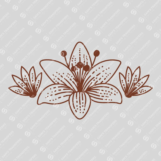 Apparel featuring a Lily Bouquet-themed DTF transfer.