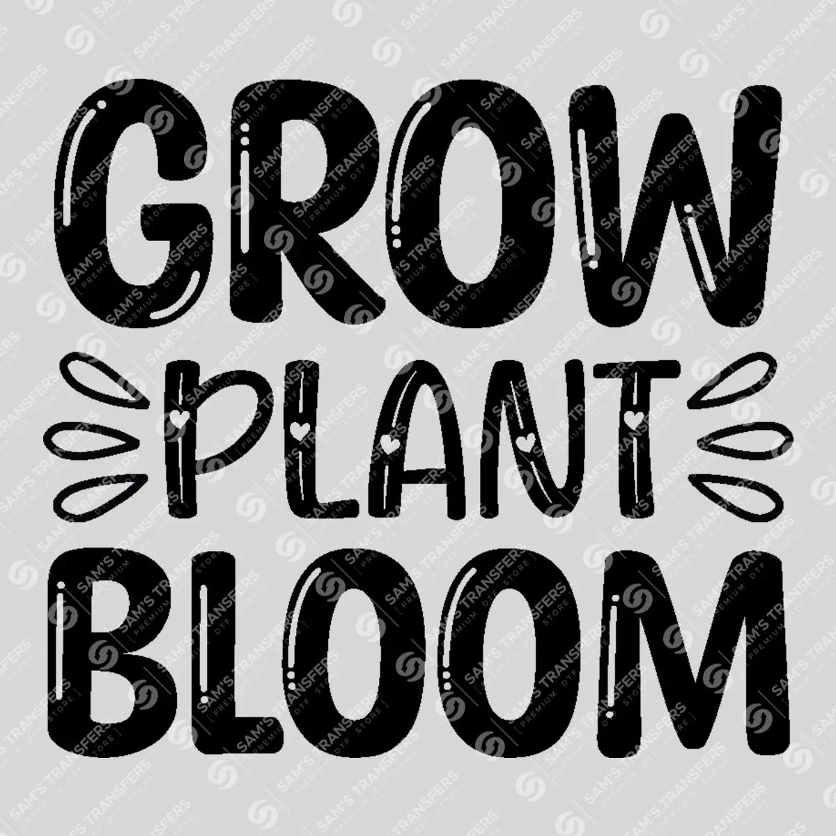 Apparel featuring a Grow Plant Bloom-themed DTF transfer.