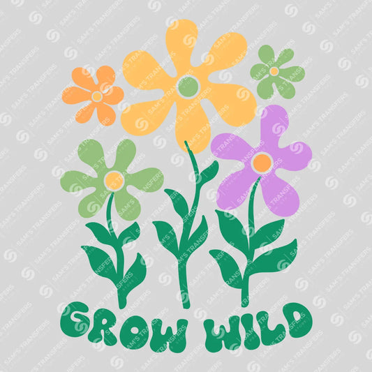 Apparel featuring a Grow Wild-themed DTF transfer.