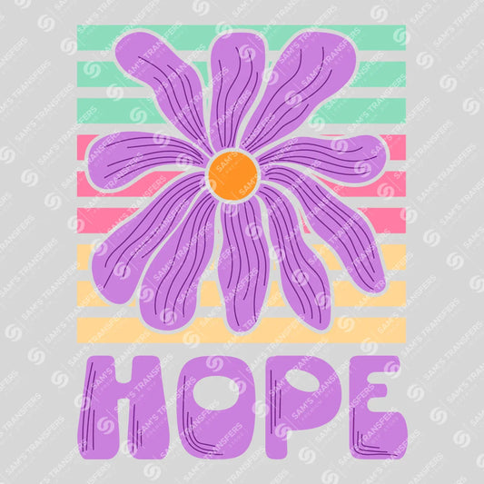 Apparel featuring a Hope Retro Flower-themed DTF transfer.