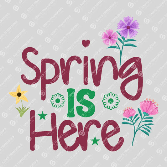 Apparel featuring a Spring Is Here Wildflowers-themed DTF transfer.