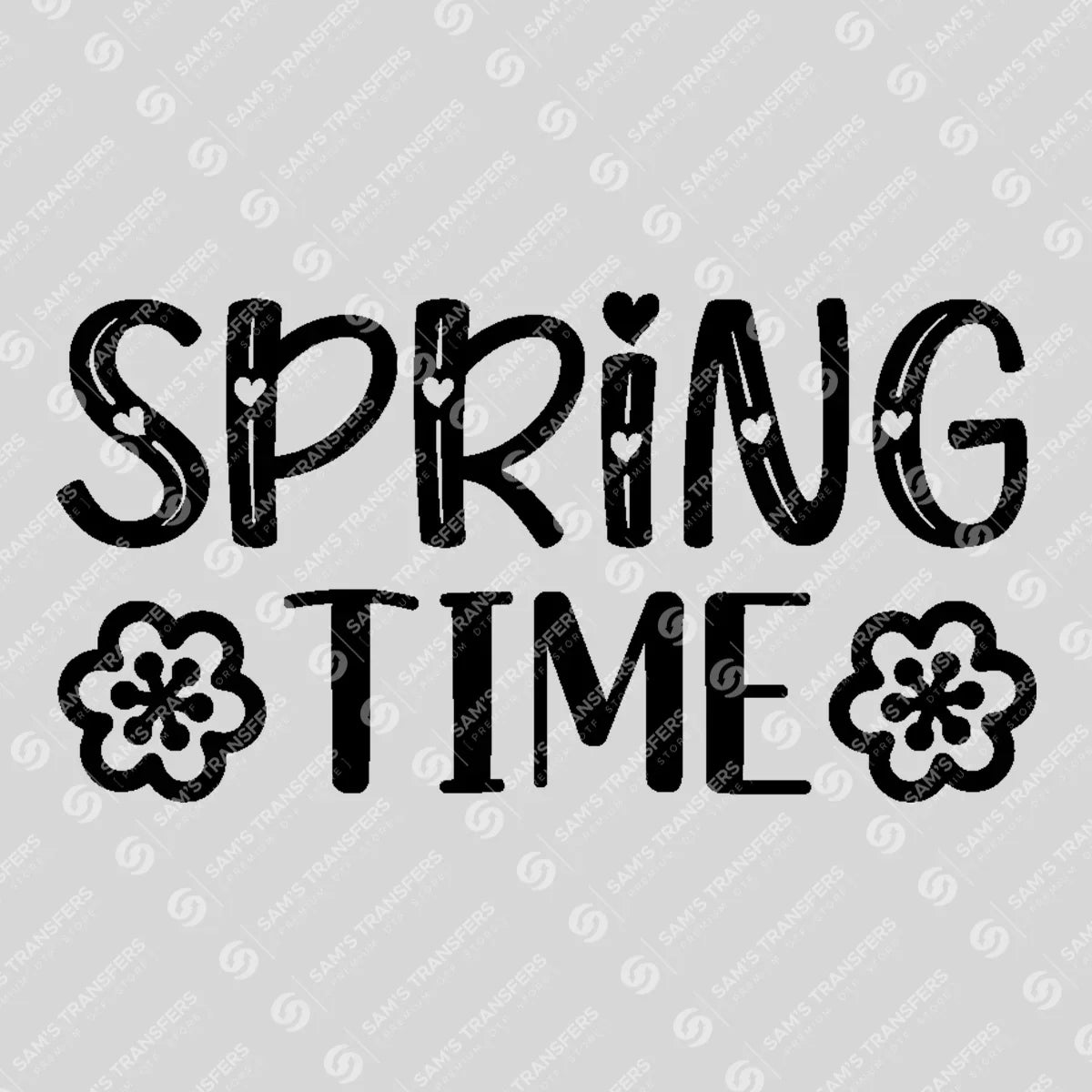 Apparel featuring a Spring Time Doodle-themed DTF transfer.