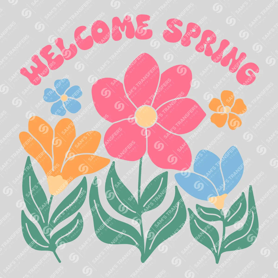 Welcome Spring Groovy Flowers Ready-to-Press DTF Transfer | SAT01766