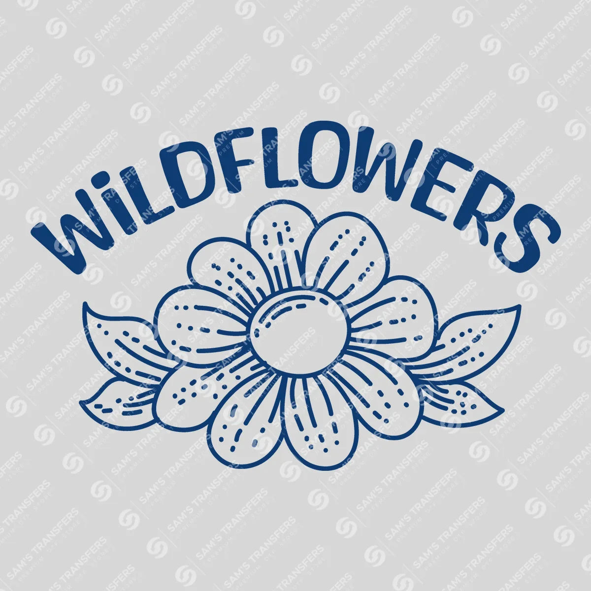 Apparel featuring a Wildflowers Line Art-themed DTF transfer.