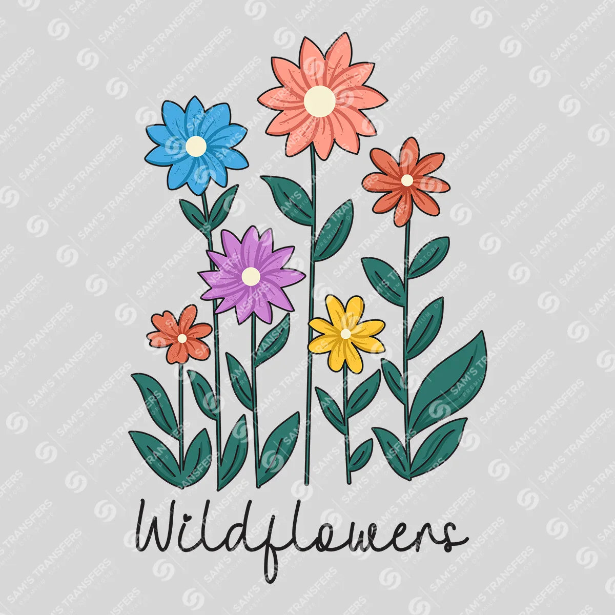 Apparel featuring a Wildflowers Garden-themed DTF transfer.