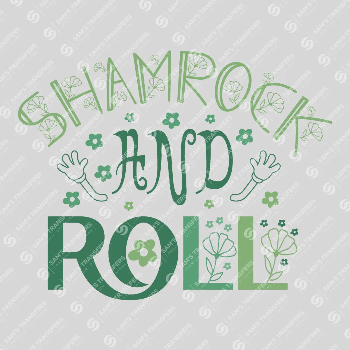 Apparel featuring a Shamrock And Roll-themed DTF transfer.