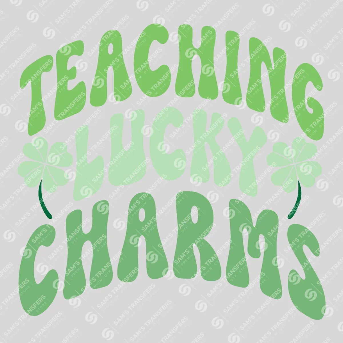 Apparel featuring a Teaching Lucky Charms-themed DTF transfer.