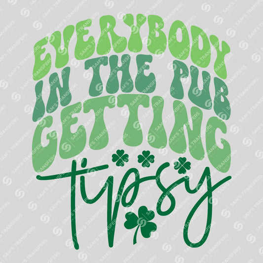 Apparel featuring a Everybody In The Pub Getting Tipsy Wavy-themed DTF transfer.