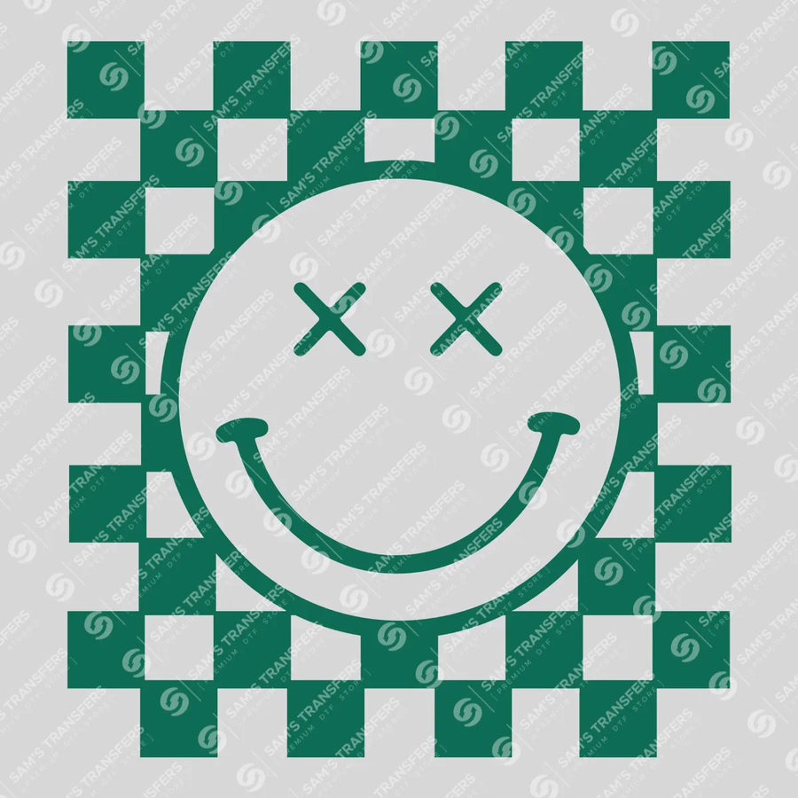 Checkered Smiley Face Ready-to-Press DTF Transfer | SAT01853