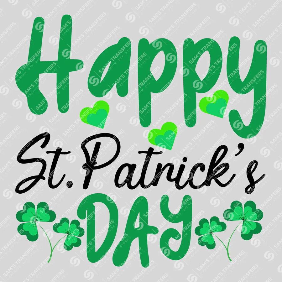 Happy St Patrick's Day Hearts Ready-to-Press DTF Transfer | SAT01885